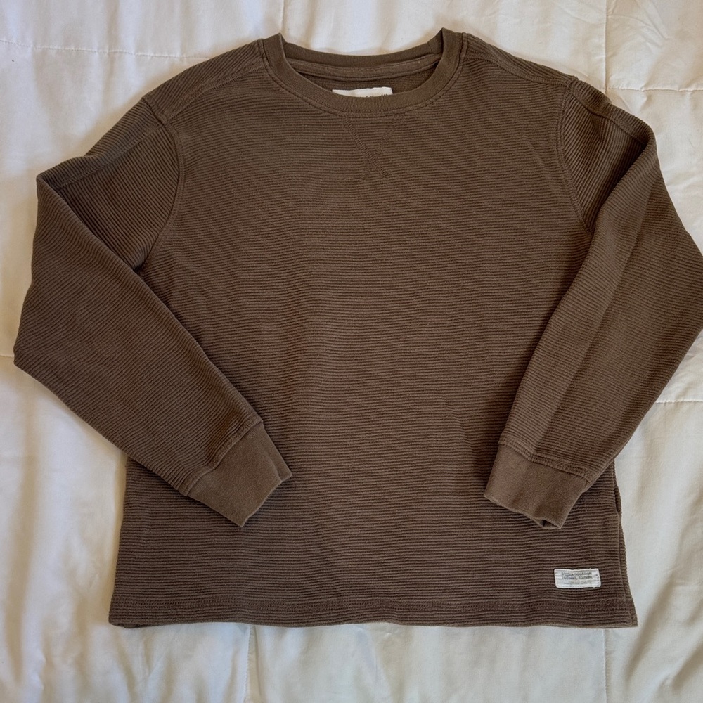 Zara Boys 9-10Y 100% Cotton Ribbed Crew Neck Long Sleeve Shirt